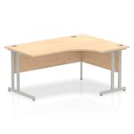 Impulse 1600mm Right Crescent Office Desk Maple Top Silver Cantilever Leg I000366