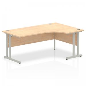 Impulse 1800mm Right Crescent Office Desk Maple Top Silver Cantilever