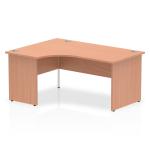 Impulse 1600mm Left Crescent Office Desk Beech Top Panel End Leg I000387