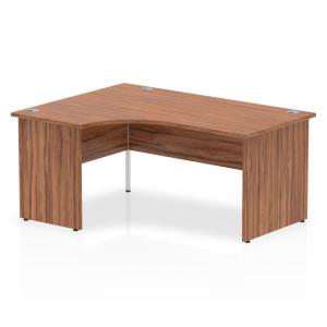 Impulse 1600mm Left Crescent Office Desk Walnut Top Panel End Leg