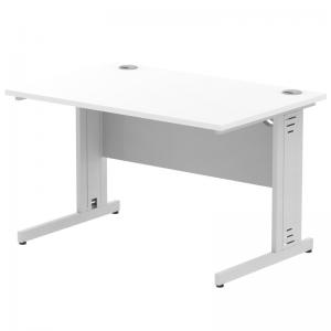 Impulse 1200 x 800mm Straight Office Desk White Top Silver Cable