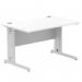 Impulse 1200 x 800mm Straight Office Desk White Top Silver Cable Managed Leg I000478