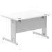 Impulse 1200 x 800mm Straight Office Desk White Top Silver Cable Managed Leg I000478