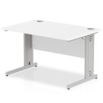 Impulse 1200 x 800mm Straight Office Desk White Top Silver Cable Managed Leg I000478