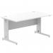 Impulse 1400 x 800mm Straight Office Desk White Top Silver Cable Managed Leg I000479