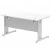 Impulse 1400 x 800mm Straight Office Desk White Top Silver Cable Managed Leg I000479