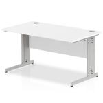 Impulse 1400 x 800mm Straight Office Desk White Top Silver Cable Managed Leg I000479