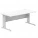 Impulse 1600 x 800mm Straight Office Desk White Top Silver Cable Managed Leg I000480