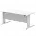 Impulse 1600 x 800mm Straight Office Desk White Top Silver Cable Managed Leg I000480