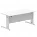 Impulse 1600 x 800mm Straight Office Desk White Top Silver Cable Managed Leg I000480