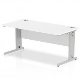 Impulse 1600 x 800mm Straight Office Desk White Top Silver Cable Managed Leg I000480