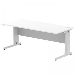 Impulse 1800 x 800mm Straight Office Desk White Top Silver Cable