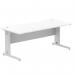 Impulse 1800 x 800mm Straight Office Desk White Top Silver Cable Managed Leg I000481