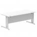 Impulse 1800 x 800mm Straight Office Desk White Top Silver Cable Managed Leg I000481