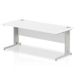 Impulse 1800 x 800mm Straight Office Desk White Top Silver Cable Managed Leg I000481