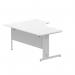 Impulse 1600mm Left Crescent Office Desk White Top Silver Cable Managed Leg I000491