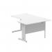 Impulse 1600mm Left Crescent Office Desk White Top Silver Cable Managed Leg I000491