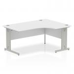 Impulse 1600mm Right Crescent Office Desk White Top Silver Cable Managed Leg I000492