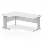 Impulse 1800mm Left Crescent Office Desk White Top Silver Cable Managed Leg I000493