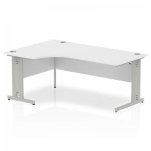 Impulse 1800mm Left Crescent Office Desk White Top Silver Cable