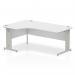 Impulse 1800mm Left Crescent Office Desk White Top Silver Cable Managed Leg I000493