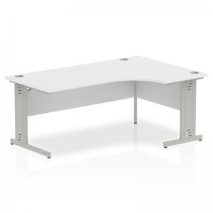 Impulse 1800mm Right Crescent Office Desk White Top Silver Cable