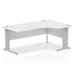 Impulse 1800mm Right Crescent Office Desk White Top Silver Cable Managed Leg I000494