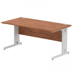 Impulse 1600 x 800mm Straight Office Desk Walnut Top Silver Cable