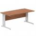 Impulse 1600 x 800mm Straight Office Desk Walnut Top Silver Cable Managed Leg I000499