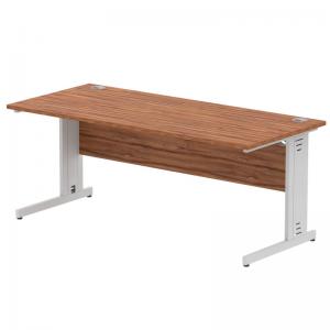 Impulse 1800 x 800mm Straight Office Desk Walnut Top Silver Cable