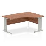 Impulse 1600mm Right Crescent Office Desk Walnut Top Silver Cable Managed Leg I000511