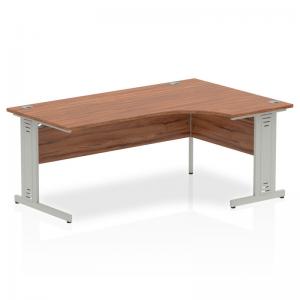 Impulse 1800mm Right Crescent Office Desk Walnut Top Silver Cable