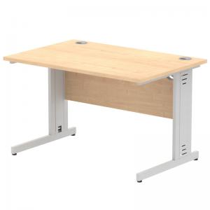 Impulse 1200 x 800mm Straight Office Desk Maple Top Silver Cable