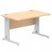 Impulse 1200 x 800mm Straight Office Desk Maple Top Silver Cable Managed Leg I000516