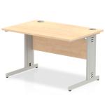 Impulse 1200 x 800mm Straight Office Desk Maple Top Silver Cable Managed Leg I000516