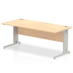 Impulse 1800 x 800mm Straight Office Desk Maple Top Silver Cable Managed Leg I000519