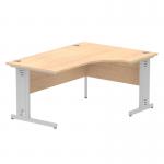 Impulse 1600mm Left Crescent Office Desk Maple Top Silver Cable Managed Leg I000529