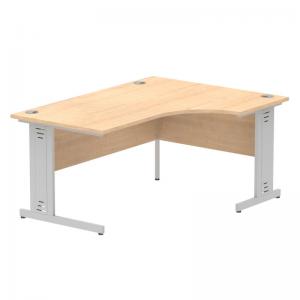 Impulse 1600mm Left Crescent Office Desk Maple Top Silver Cable