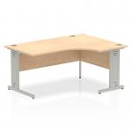 Impulse 1600mm Right Crescent Office Desk Maple Top Silver Cable Managed Leg I000530