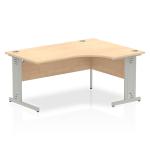 Impulse 1600mm Right Crescent Office Desk Maple Top Silver Cable Managed Leg I000530
