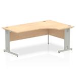 Impulse 1800mm Right Crescent Office Desk Maple Top Silver Cable Managed Leg I000532