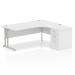 Impulse 1800mm Right Crescent Office Desk White Top Silver Cantilever Leg Workstation 600 Deep Desk High Pedestal I000554