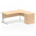 Impulse 1800mm Right Crescent Office Desk Maple Top Silver Cantilever Leg Workstation 600 Deep Desk High Pedestal I000556