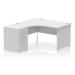 Impulse 1400mm Left Crescent Office Desk White Top Panel End Leg Workstation 600 Deep Desk High Pedestal I000582