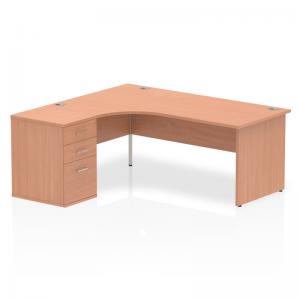 Impulse 1800mm Left Crescent Office Desk Beech Top Panel End Leg