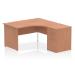 Impulse 1400mm Right Crescent Office Desk Beech Top Panel End Leg Workstation 600 Deep Desk High Pedestal I000593