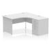 Impulse 1400mm Right Crescent Office Desk White Top Panel End Leg Workstation 600 Deep Desk High Pedestal I000594