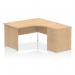 Impulse 1400mm Right Crescent Office Desk Maple Top Panel End Leg Workstation 600 Deep Desk High Pedestal I000596