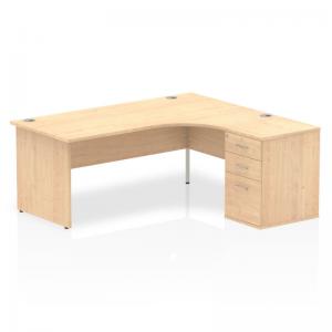 Impulse 1800mm Right Crescent Office Desk Maple Top Panel End Leg