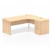 Impulse 1800mm Right Crescent Office Desk Maple Top Panel End Leg Workstation 600 Deep Desk High Pedestal I000604